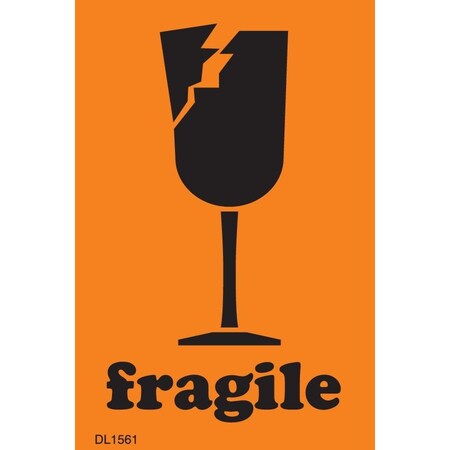 Decker Tape Products Label, DL1561, FRAGILE, 2" X 3" DL1561